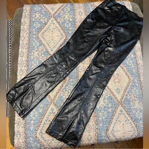 Faux leather back bootcut pants (small)